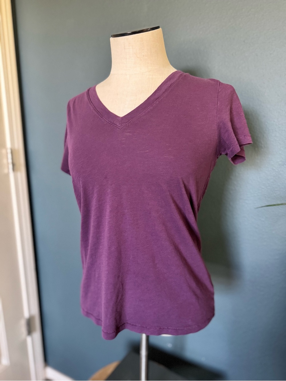 Madewell Plum V-Neck Short Sleeve Tee